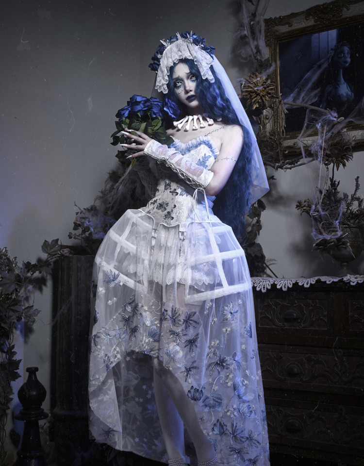 Blood Supply Corpse Bride Gothic Corset, Petticoat, Bloomer with