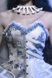 Blood Supply Corpse Bride Gothic Corset, Petticoat, Bloomer with Birdcage and Overdress