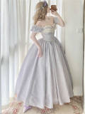 Floating Vintage Dark Prints Boned Bodice Purple Dress