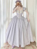 Floating Vintage Dark Prints Boned Bodice Purple Dress