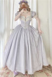 Floating Vintage Dark Prints Boned Bodice Purple Dress