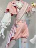 Queen's Game Ouji Lolita Blouse, Cape, Short Pants Pink Yellow Blue
