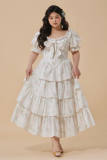 White Printed Tiered Plus Size Dress Plus Size Dresses for Women