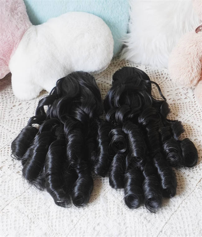 Yuchashui Roman Sweetheart Bobo Cut Lolita Wig and  Roman Curls Double Ponytails
