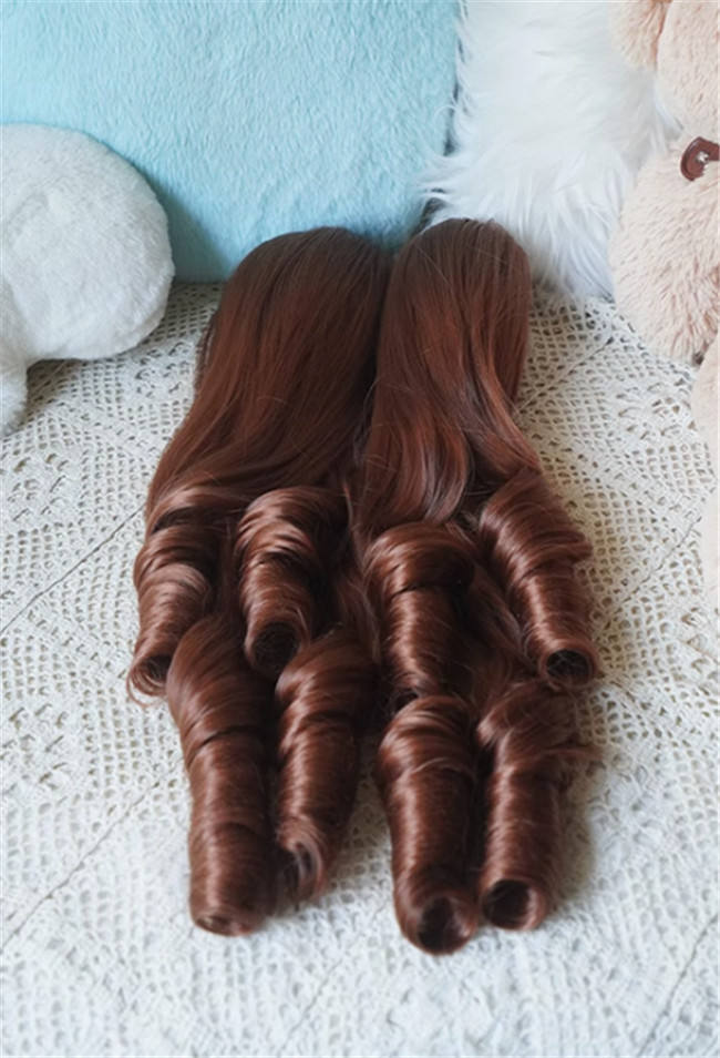 Yuchashui Roman Sweetheart Bobo Cut Lolita Wig and  Roman Curls Double Ponytails