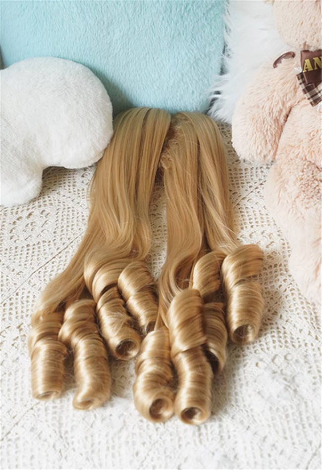 Yuchashui Roman Sweetheart Bobo Cut Lolita Wig and  Roman Curls Double Ponytails