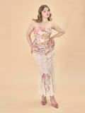 French Plus Size Flowers Corset Lace Skirt Dresses for Women