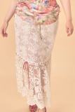 French Plus Size Flowers Corset Lace Skirt Dresses for Women