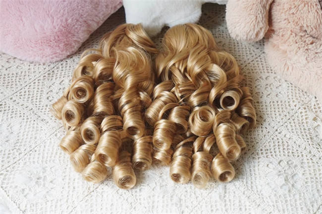 Yuchashui Roman Sweetheart Bobo Cut Lolita Wig and  Roman Curls Double Ponytails