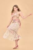 French Plus Size Flowers Corset Lace Skirt Dresses for Women