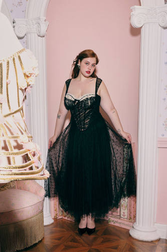 Black Dots Straps Plus Size Dress Plus Size Dresses for Women
