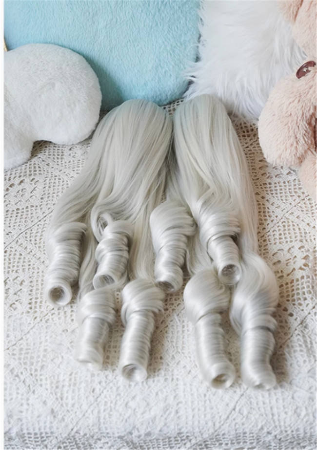 Yuchashui Roman Sweetheart Bobo Cut Lolita Wig and  Roman Curls Double Ponytails