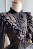 Withpuji Summer Black and White Bloomer Sleeves Shirt