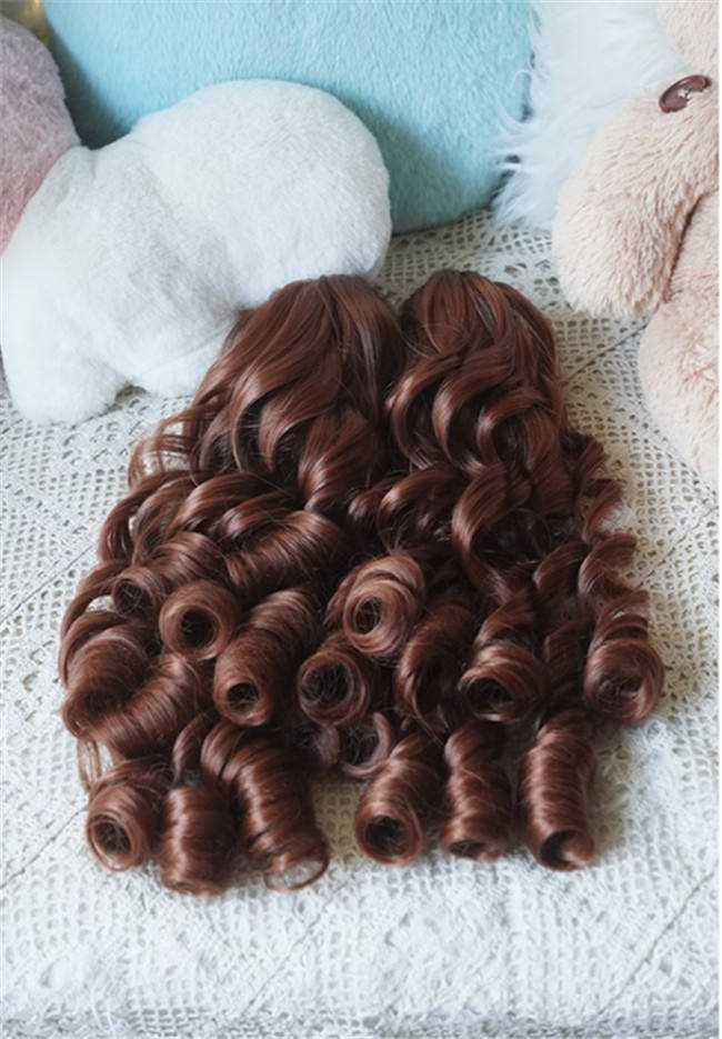 Yuchashui Roman Sweetheart Bobo Cut Lolita Wig and  Roman Curls Double Ponytails