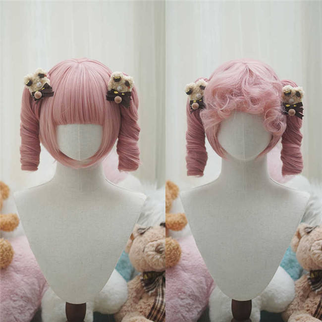 Yuchashui Bobo Short Wigs and Egg Roll Ponytail Claw Clips