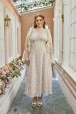 Summer Plus Size Lace Apricot Beige Cardigan Dresses for Women