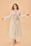 Summer Plus Size Lace Apricot Beige Cardigan Dresses for Women