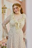 Summer Plus Size Lace Apricot Beige Cardigan Dresses for Women