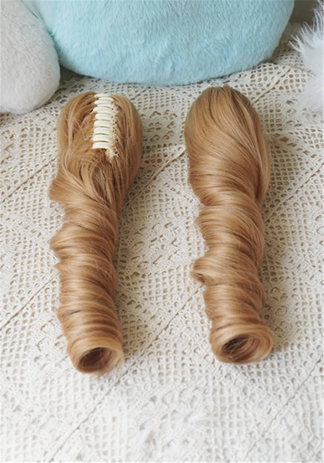 Yuchashui Bobo Short Wigs and Egg Roll Ponytail Claw Clips