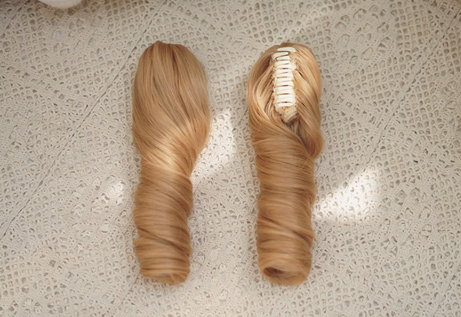 Yuchashui Bobo Short Wigs and Egg Roll Ponytail Claw Clips