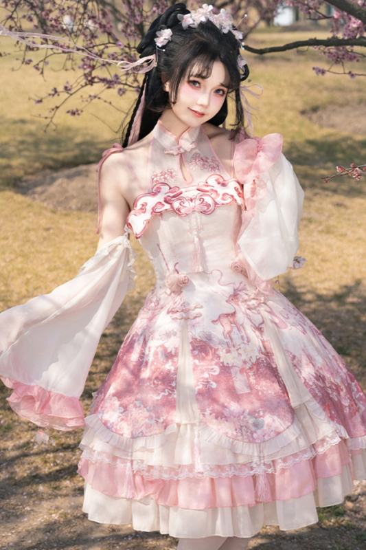 Cherry blossoms Sweet JSK Lolita Dress and Accessories