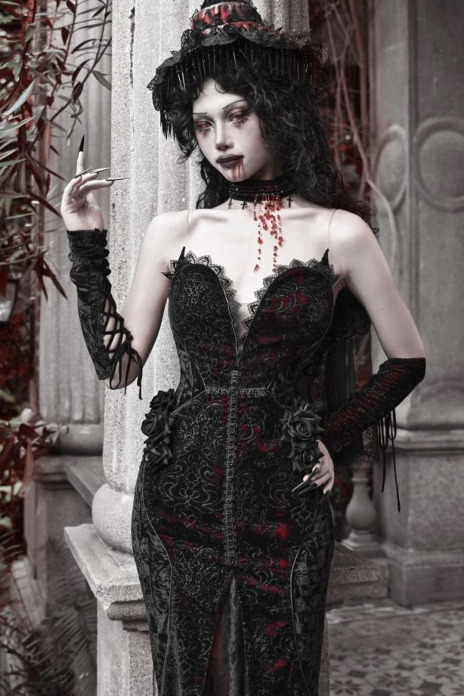 Blood Supply Scarlet Blood Peak Gothic Sleeves and Shawl