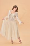 Summer Plus Size Lace Apricot Beige Cardigan Dresses for Women