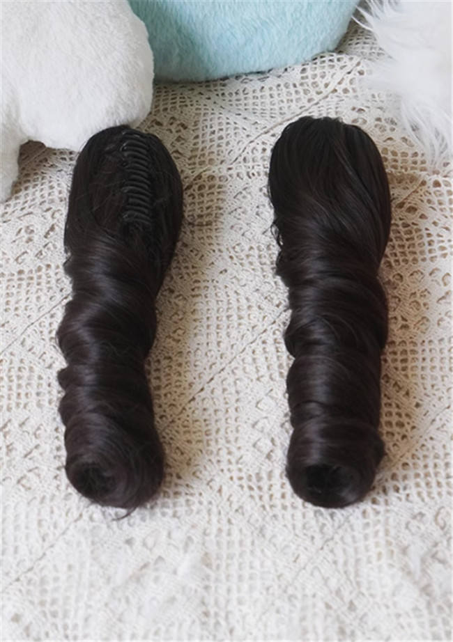 Yuchashui Bobo Short Wigs and Egg Roll Ponytail Claw Clips