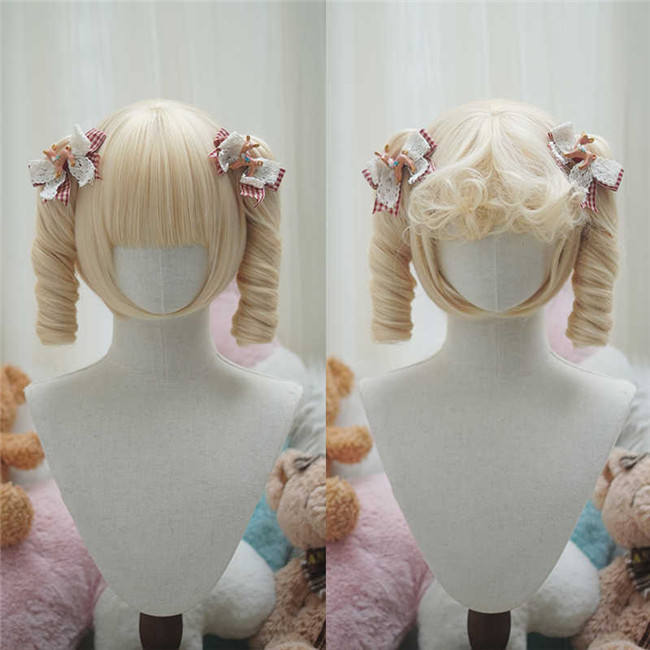Yuchashui Bobo Short Wigs and Egg Roll Ponytail Claw Clips
