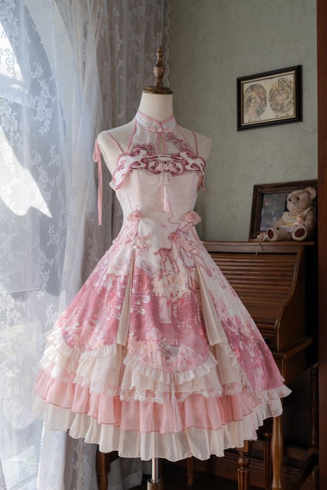 Ying Luo Fu Cherry blossoms Sweet JSK Lolita Dress and Accessories
