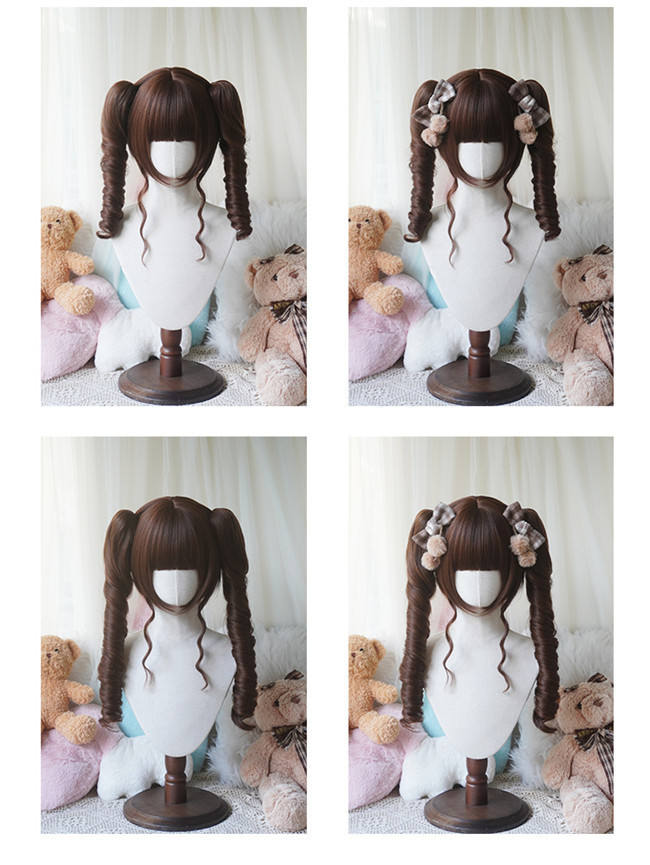Yuchashui Bobo Short Wigs and Egg Roll Ponytail Claw Clips