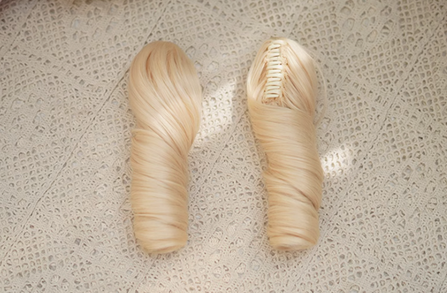Yuchashui Bobo Short Wigs and Egg Roll Ponytail Claw Clips