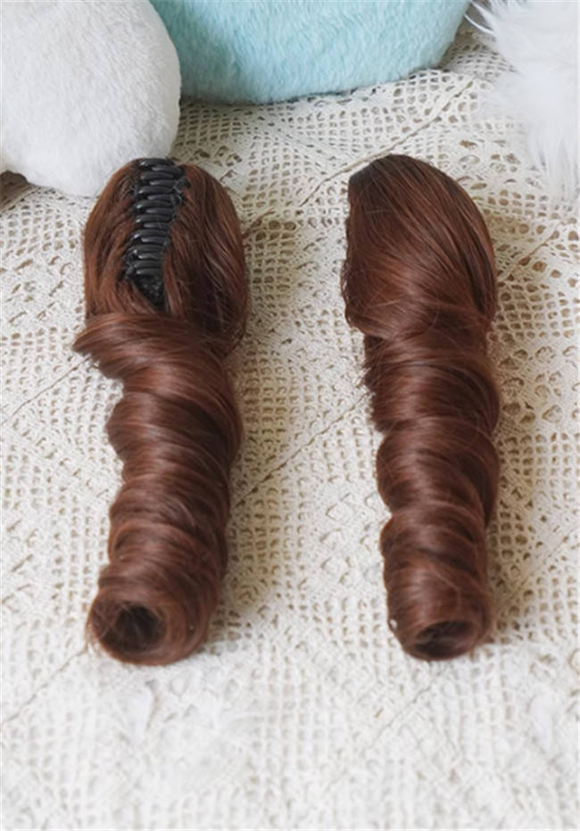 Yuchashui Bobo Short Wigs and Egg Roll Ponytail Claw Clips