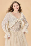 Summer Plus Size Lace Apricot Beige Cardigan Dresses for Women