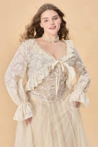 Summer Plus Size Lace Apricot Beige Cardigan Dresses for Women