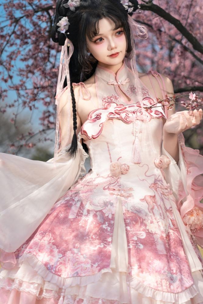 Ying Luo Fu Cherry blossoms Sweet JSK Lolita Dress and Accessories