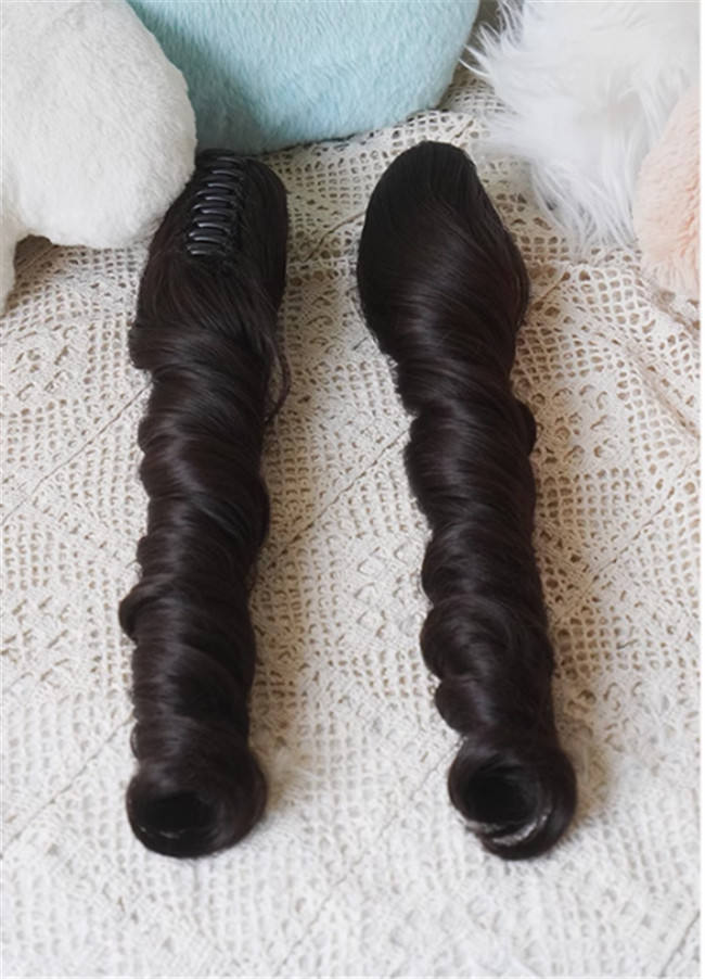 Yuchashui Bobo Short Wigs and Egg Roll Ponytail Claw Clips