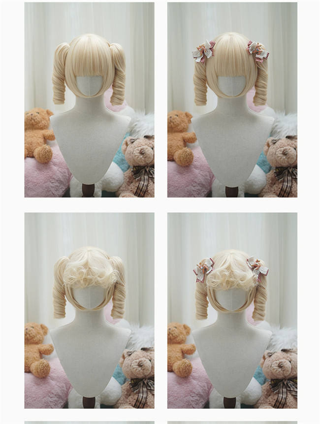 Yuchashui Bobo Short Wigs and Egg Roll Ponytail Claw Clips