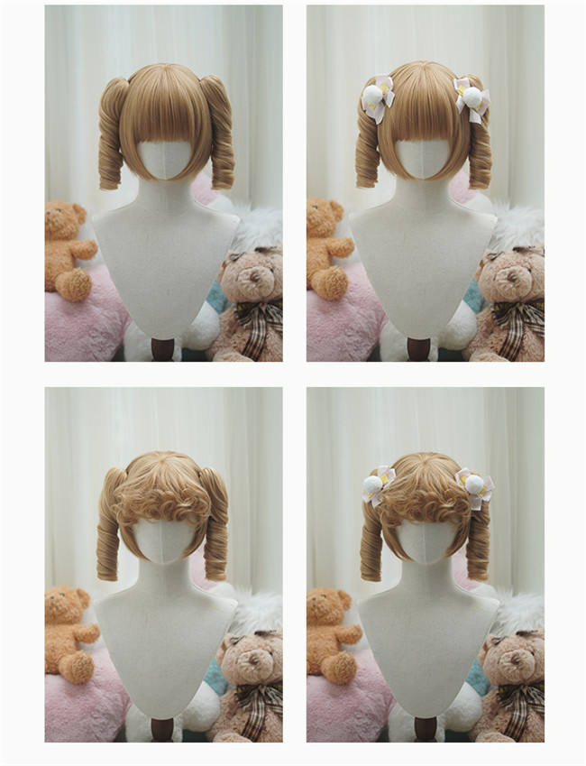Yuchashui Bobo Short Wigs and Egg Roll Ponytail Claw Clips