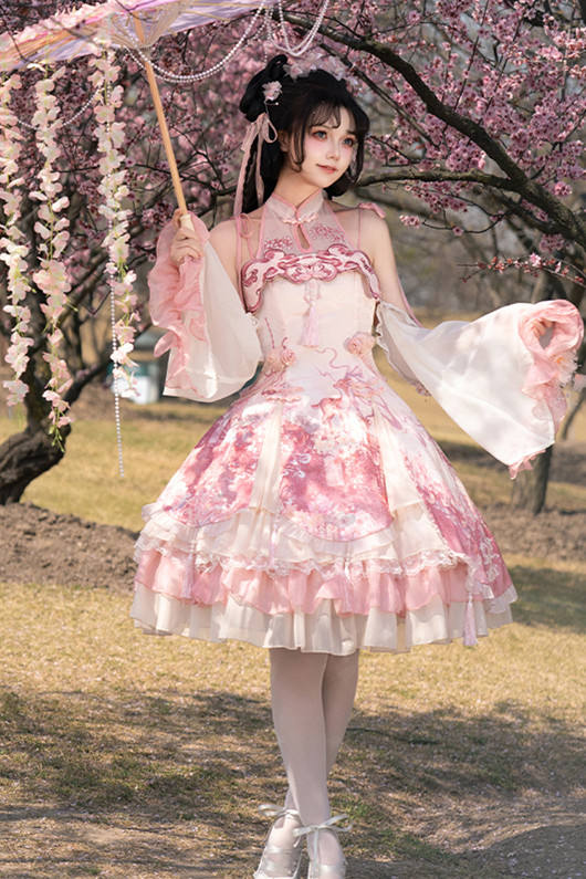 Ying Luo Fu Cherry blossoms Sweet JSK Lolita Dress and Accessories
