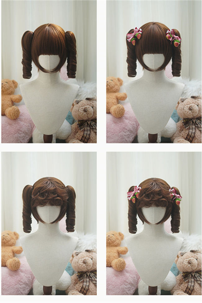 Yuchashui Bobo Short Wigs and Egg Roll Ponytail Claw Clips