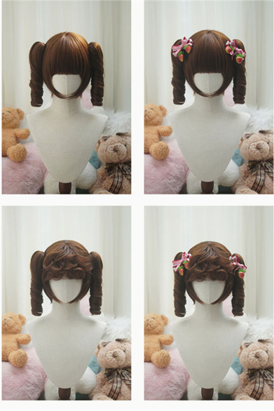 Yuchashui Bobo Short Wigs and Egg Roll Ponytail Claw Clips