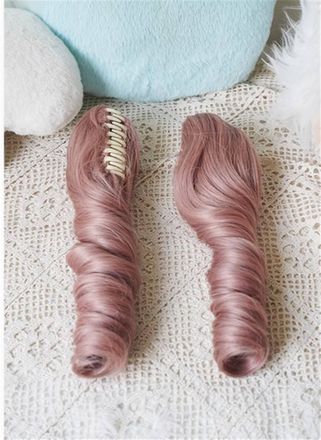 Yuchashui Bobo Short Wigs and Egg Roll Ponytail Claw Clips