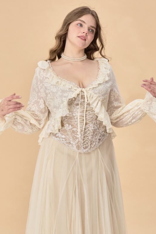 Plus Size Lace Apricot Beige Cardigan Dresses for Women