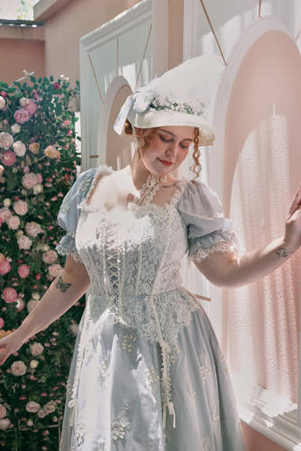 French Retro Light Blue Princess Dress Plus Size Dresses for Women