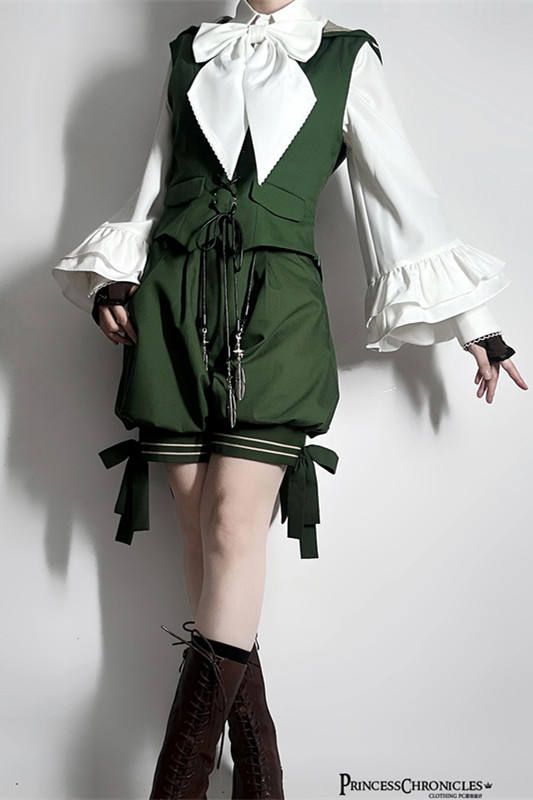 Princess Chronicles Retro Green Prince Ouji Fashion Vest, Shorts and Cape