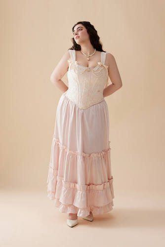 French Princess Plus Size Satin Corset Skirt Dresses for Women