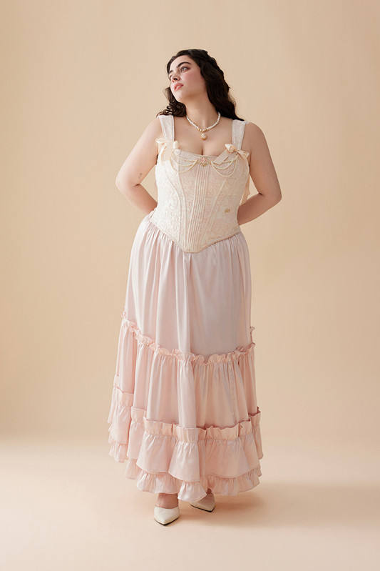 French Princess Plus Size Satin Corset Skirt Dresses for Women