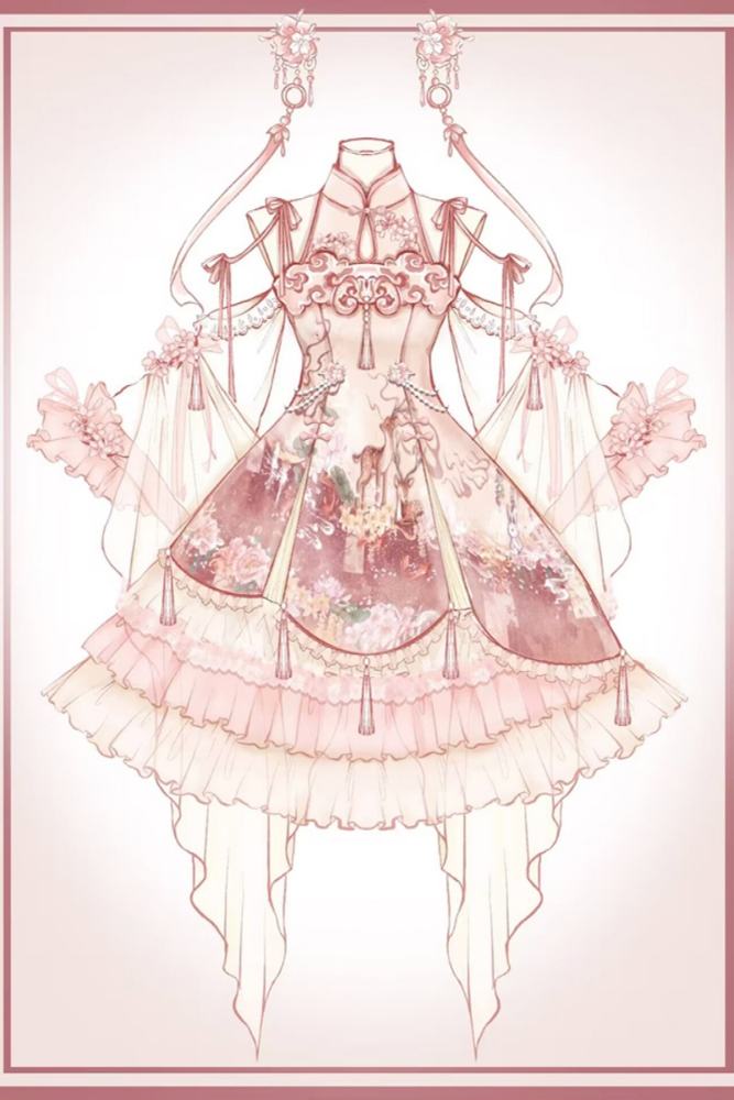 Ying Luo Fu Cherry blossoms Sweet JSK Lolita Dress and Accessories