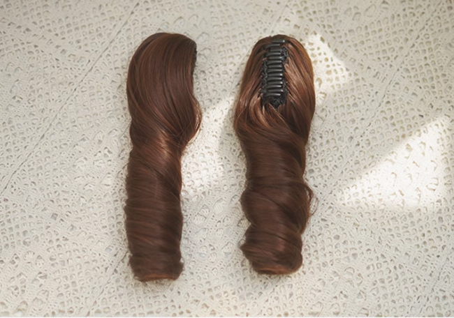 Yuchashui Bobo Short Wigs and Egg Roll Ponytail Claw Clips
